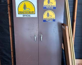 Tin garage cabinet for tools and storage. 