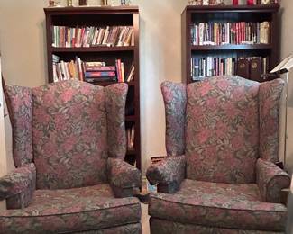 Floral classic wing-backed chairs. 
