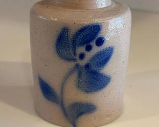 051 stonewarevasewithbluefloraldecorati