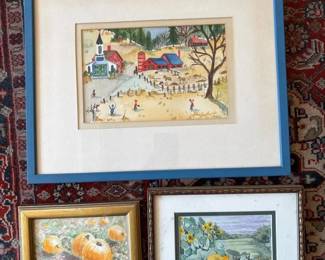 113 trioofframedwatercolorpaintings