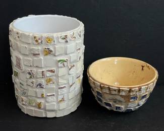 189 mosaicstylevaseandbowlwithvintage