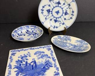 088 mixedmakersblueandwhitetransferware