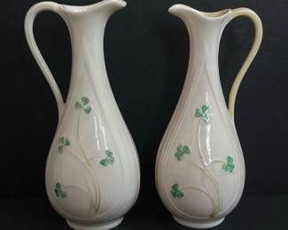 203 pairofbelleekpotteryshamrockpattern
