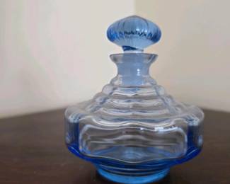 014 blueglassperfumebottlewithstoppera