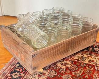 127 vintagewoodencratewithassortedmason