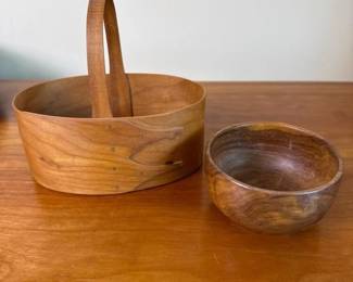 746 woodenbasketandhandturnedwoodbowl