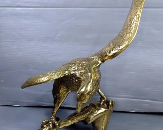 Brass Eagle On Branch Figure, 15" x 15"
