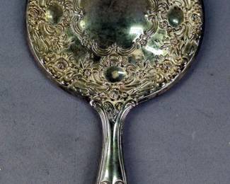 Silver-Plate Decorative Hand Mirror