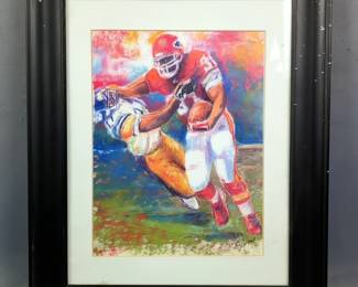 J. Parsons Kansas City Chiefs Football Pastel Print, Numbered 4/100 And Signed, Matted And Framed, 17" x 14"