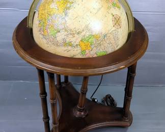 Replogle Heirloom Illuminated Floor Standing Globe With Wooden Stand, 32" x 24", Powers On