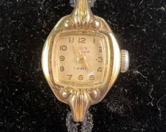 Vintage Elgin StarLite 7-Jewel Mechanical Womens Wristwatch With Cord Band, Marked 1/40-10K Pontiac Rolled Gold Plate