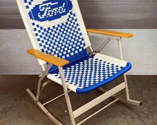 Hand Woven Ford Logo Folding Aluminum Rocking Chair