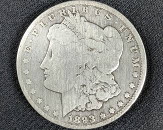 1893-CC Morgan 1oz Silver Dollar Coin, Carson City Mint Mark