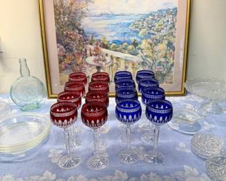 Waterford ruby cut-to-clear stemware—2 rare matching sets of 6 - $900