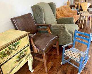Various cabinets, recliners, chairs
