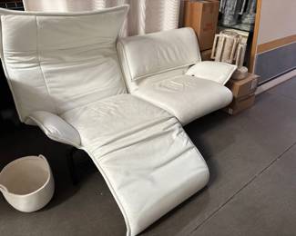 Vintage white leather Cassina Loveseat