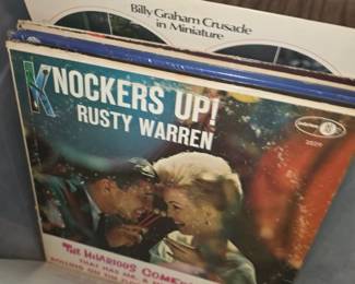 "Knockers Up!" by Rusty Warren, a 1960 adult comedy and novelty vinyl LP released on Jubilee Records (Catalog No. JGM-2029)