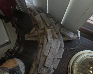 handmade nautical driftwood dolphin wall art sculpture.