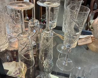 Vintage Bohemian (Czech Republic) Crystal Champagne 6 Stems