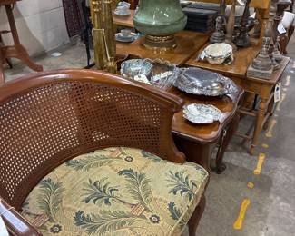 Cane back barrel chair