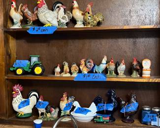 Lots of chickens and roosters- some antique