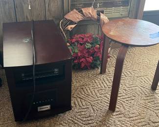 Antique table and heater