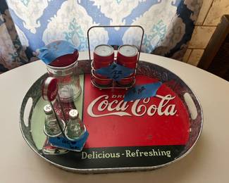 Cocoa cola salt pepper shaker and tray