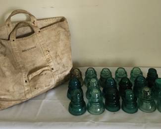 Electric insulators and Bell Systems original bag