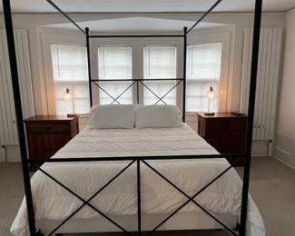 Queen Modern Black Metal Canopy Bed Frame