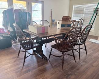 Trestle table. Chairs go with gateleg table.