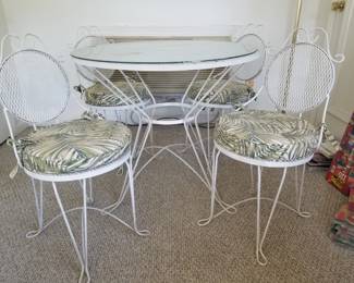 Painted metal ice cream parlor table set