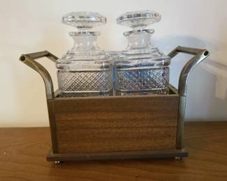 Vintage decanter set with stand