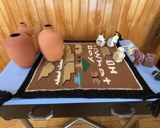 Zuni Fetishes Navajo Mat and MCM Vases