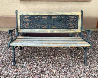 Metal and Wood Bench