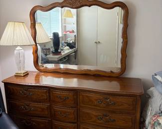 Wooden dresser for bedroom with mirror