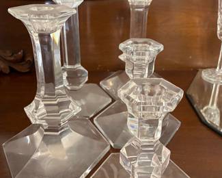 Val St. Lambert Crystal Candlestick Holders