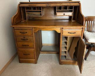 Vintage Oak Roll Top Desk