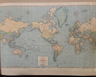 Vintage large world map no creases