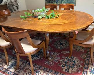 Baker Furniture dining room table and four chairs