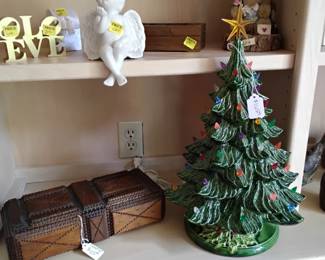 Vintage Christmas tree, and tramp art