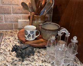 Glass kitchen set, utensils, wood and ceramic kitchen sets