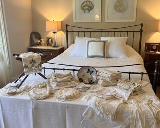 Vintage embroidered lace linens