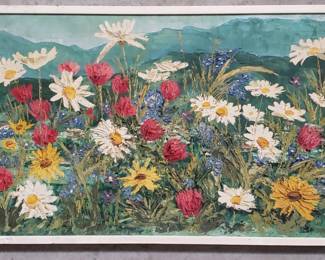 143  Lot 90  Vintage signed floral oil painting on canvas