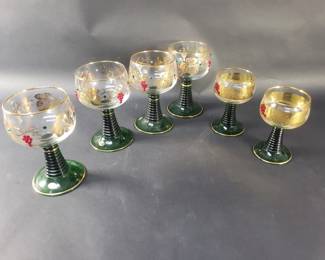 Lot 569  6 vintage German Bockling Roemer goblet wine