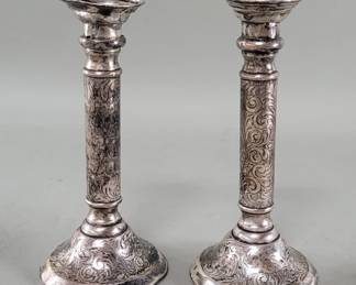 038  Lot 514  Pair sterling silver weighted candlesticks