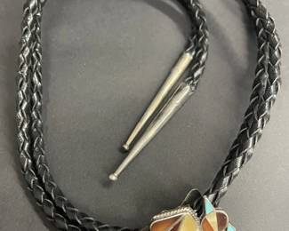 Lot 405h  Vintage sterling silver Southwestern bolo tie