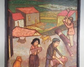 058  Lot 339  Signed Cazassus vintage oil on canvas