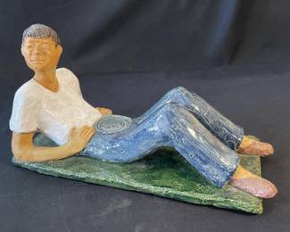Lot 364h  Large artist signed ceramic glazed figure