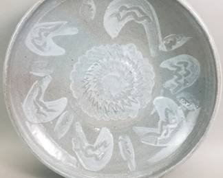 Lot 211  Studio pottery centerpiece shallow bowl, signed