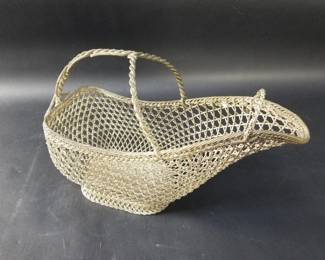 Lot 372  Vintage French silver plate wire mesh wine b